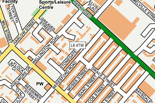 L8 4TW map - OS OpenMap – Local (Ordnance Survey)