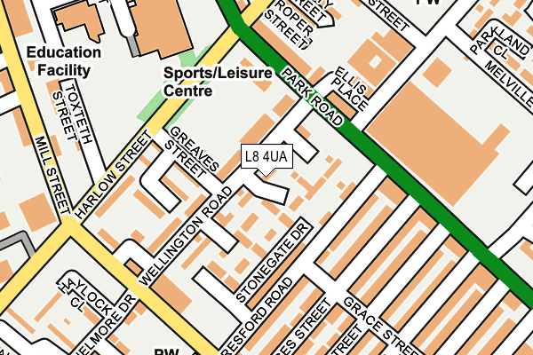 L8 4UA map - OS OpenMap – Local (Ordnance Survey)