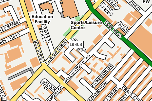 L8 4UB map - OS OpenMap – Local (Ordnance Survey)