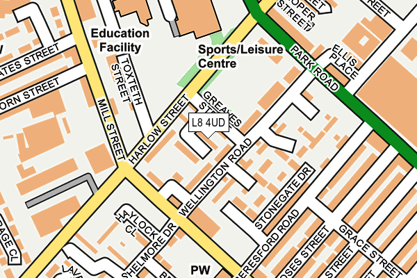 L8 4UD map - OS OpenMap – Local (Ordnance Survey)