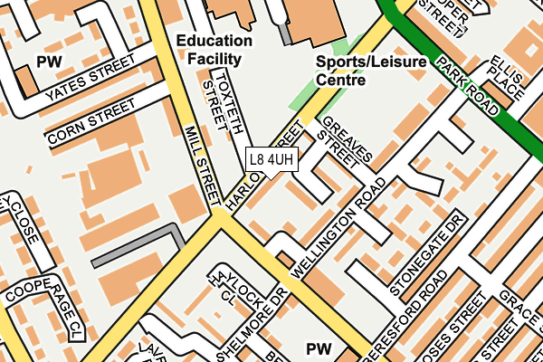 L8 4UH map - OS OpenMap – Local (Ordnance Survey)