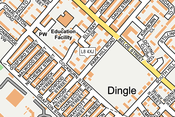 L8 4XJ map - OS OpenMap – Local (Ordnance Survey)