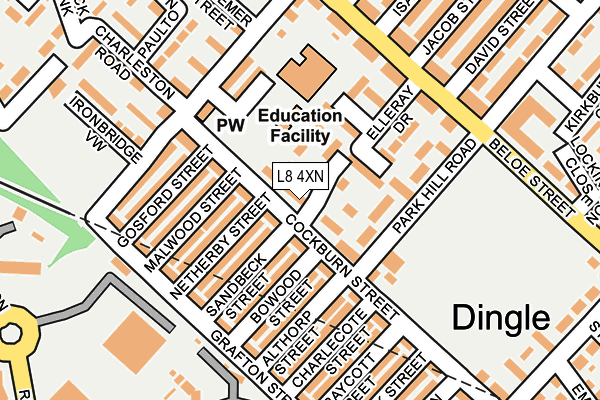 L8 4XN map - OS OpenMap – Local (Ordnance Survey)