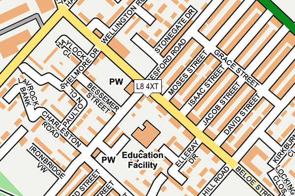 L8 4XT map - OS OpenMap – Local (Ordnance Survey)