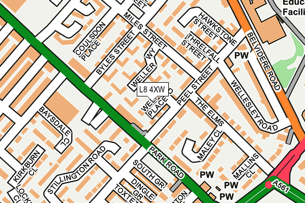 L8 4XW map - OS OpenMap – Local (Ordnance Survey)