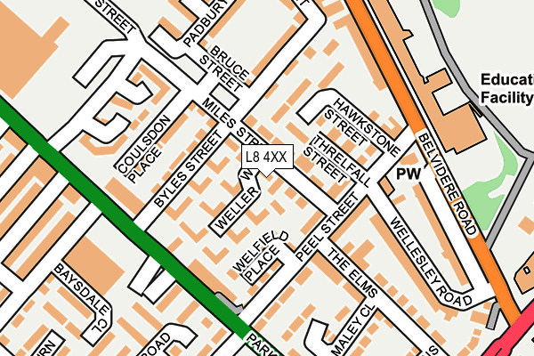 L8 4XX map - OS OpenMap – Local (Ordnance Survey)