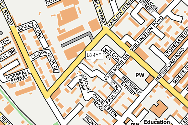 L8 4YF map - OS OpenMap – Local (Ordnance Survey)