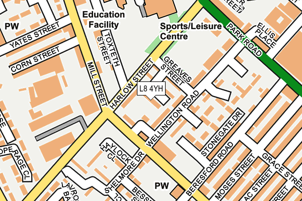 L8 4YH map - OS OpenMap – Local (Ordnance Survey)