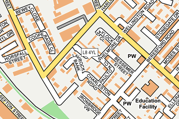 L8 4YL map - OS OpenMap – Local (Ordnance Survey)