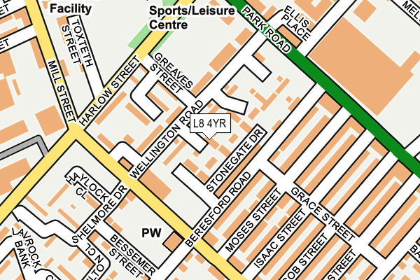 L8 4YR map - OS OpenMap – Local (Ordnance Survey)