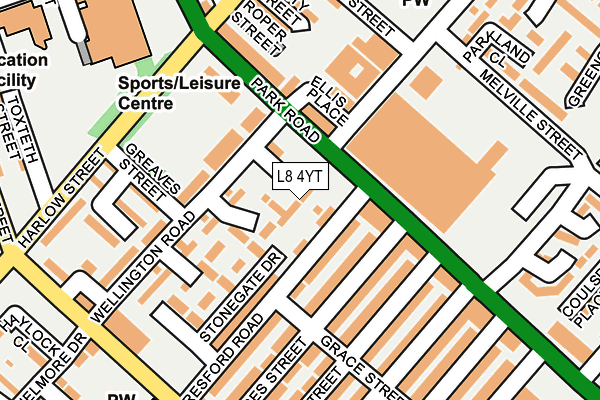 L8 4YT map - OS OpenMap – Local (Ordnance Survey)