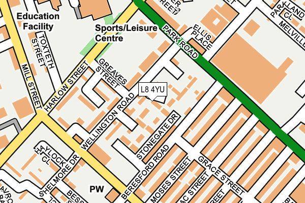 L8 4YU map - OS OpenMap – Local (Ordnance Survey)