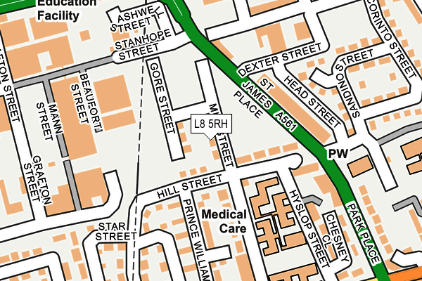 L8 5RH map - OS OpenMap – Local (Ordnance Survey)