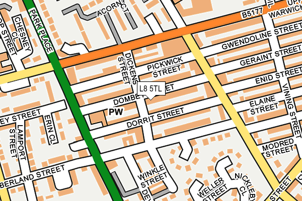 L8 5TL map - OS OpenMap – Local (Ordnance Survey)