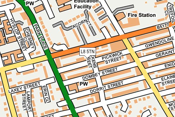 L8 5TN map - OS OpenMap – Local (Ordnance Survey)