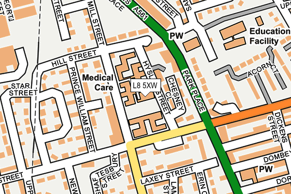 L8 5XW map - OS OpenMap – Local (Ordnance Survey)