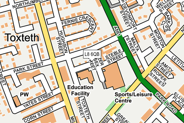 L8 6QB map - OS OpenMap – Local (Ordnance Survey)