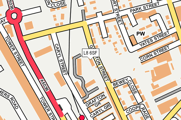 L8 6SF map - OS OpenMap – Local (Ordnance Survey)