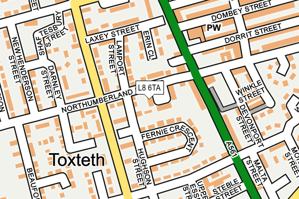 L8 6TA map - OS OpenMap – Local (Ordnance Survey)