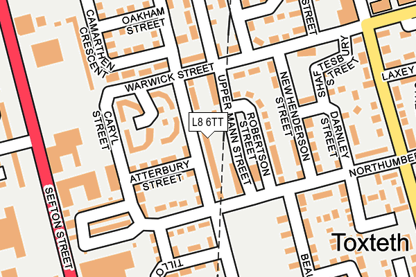 L8 6TT map - OS OpenMap – Local (Ordnance Survey)