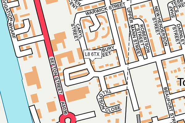 L8 6TX map - OS OpenMap – Local (Ordnance Survey)