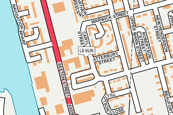 L8 6UN map - OS OpenMap – Local (Ordnance Survey)