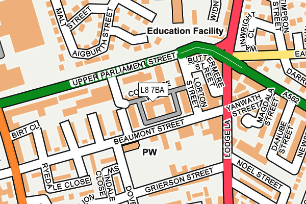 L8 7BA map - OS OpenMap – Local (Ordnance Survey)