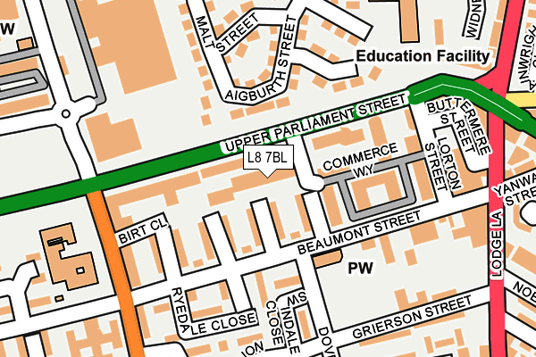 L8 7BL map - OS OpenMap – Local (Ordnance Survey)