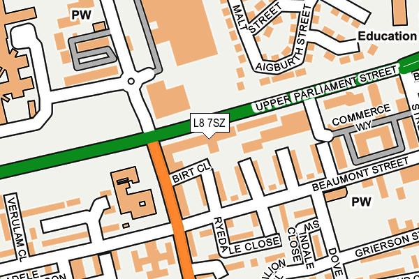 L8 7SZ map - OS OpenMap – Local (Ordnance Survey)