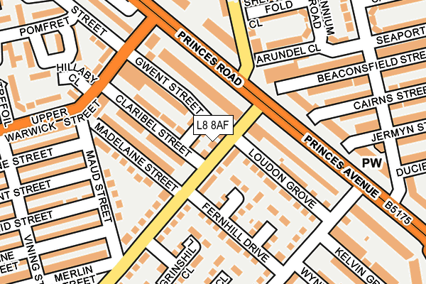 L8 8AF map - OS OpenMap – Local (Ordnance Survey)