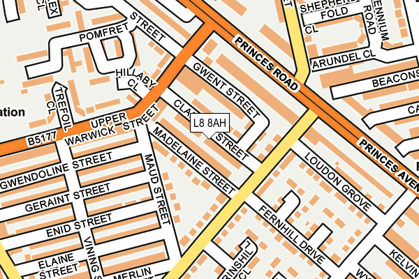 L8 8AH map - OS OpenMap – Local (Ordnance Survey)