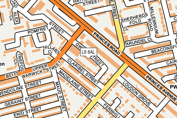 L8 8AL map - OS OpenMap – Local (Ordnance Survey)