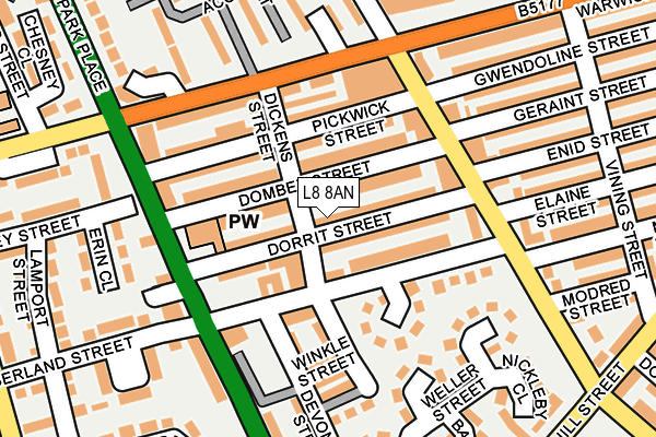 L8 8AN map - OS OpenMap – Local (Ordnance Survey)