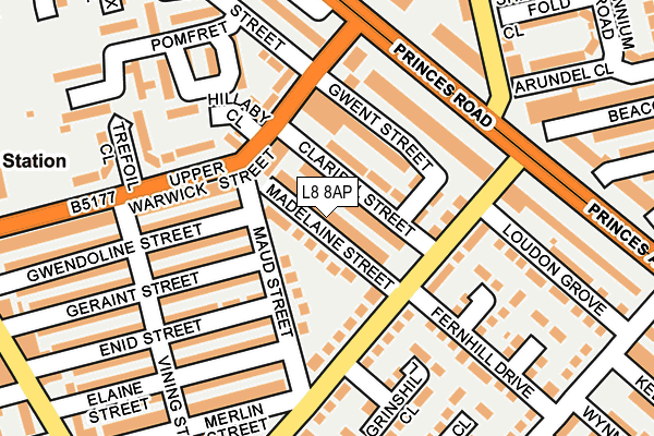 L8 8AP map - OS OpenMap – Local (Ordnance Survey)