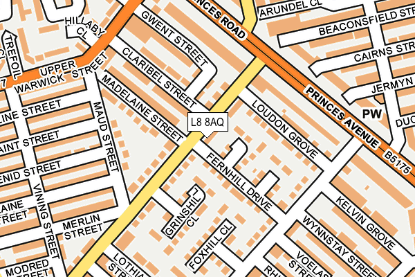 L8 8AQ map - OS OpenMap – Local (Ordnance Survey)