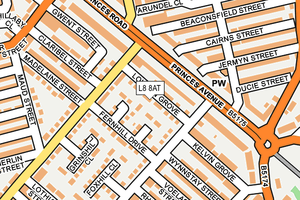 L8 8AT map - OS OpenMap – Local (Ordnance Survey)