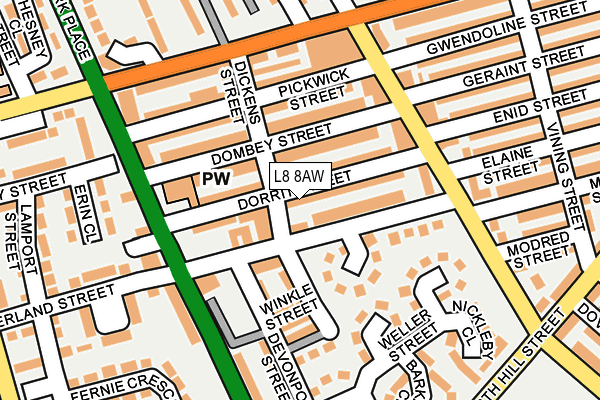 L8 8AW map - OS OpenMap – Local (Ordnance Survey)