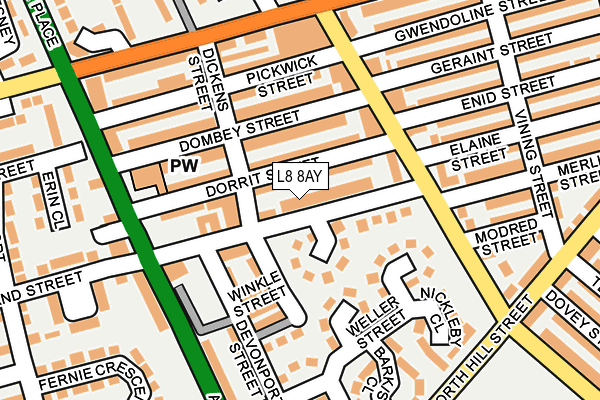 L8 8AY map - OS OpenMap – Local (Ordnance Survey)