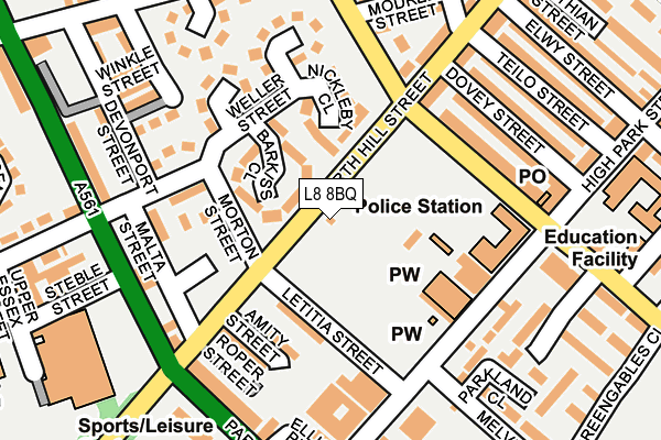L8 8BQ map - OS OpenMap – Local (Ordnance Survey)