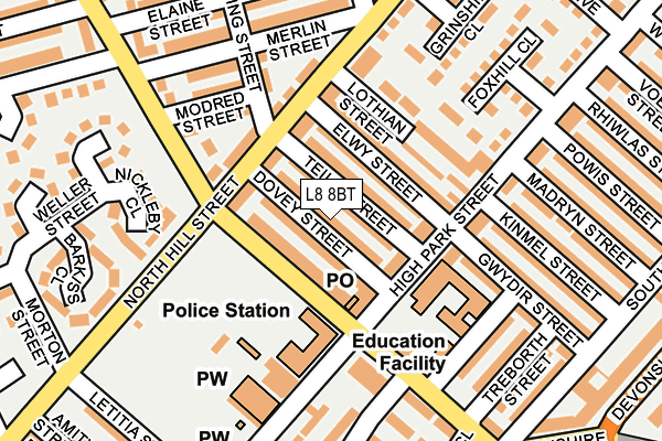 L8 8BT map - OS OpenMap – Local (Ordnance Survey)