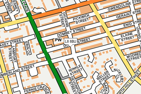 L8 8BU map - OS OpenMap – Local (Ordnance Survey)