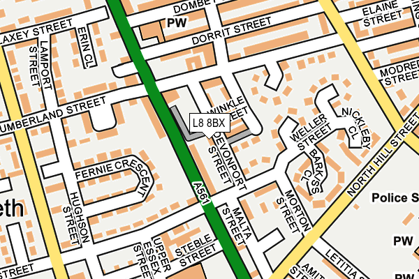 L8 8BX map - OS OpenMap – Local (Ordnance Survey)