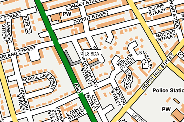 L8 8DA map - OS OpenMap – Local (Ordnance Survey)