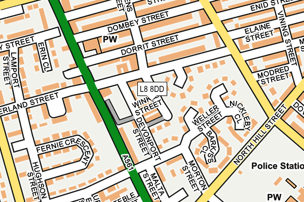 L8 8DD map - OS OpenMap – Local (Ordnance Survey)