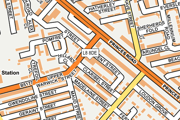 L8 8DE map - OS OpenMap – Local (Ordnance Survey)