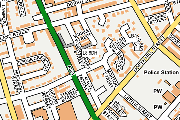 L8 8DH map - OS OpenMap – Local (Ordnance Survey)