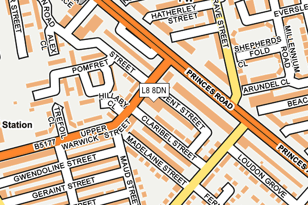 L8 8DN map - OS OpenMap – Local (Ordnance Survey)