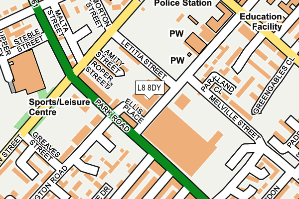 L8 8DY map - OS OpenMap – Local (Ordnance Survey)