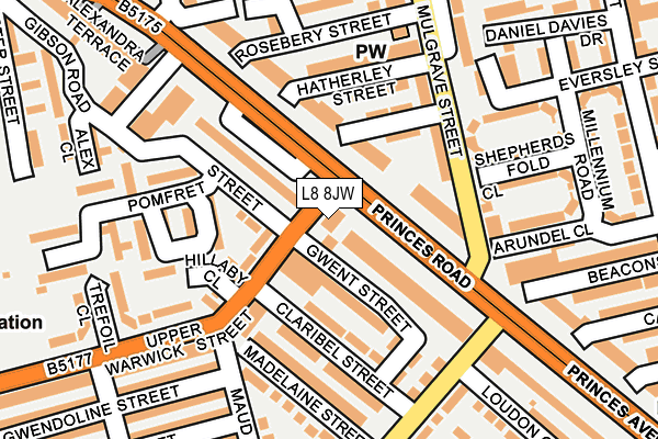 L8 8JW map - OS OpenMap – Local (Ordnance Survey)