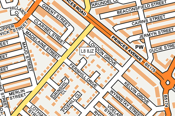 L8 8JZ map - OS OpenMap – Local (Ordnance Survey)